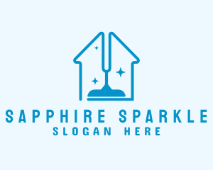 Blue Sparkle House Vacuum logo design