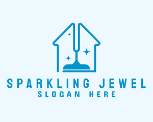 Blue Sparkle House Vacuum logo design