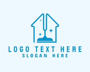 Vacuum Cleaning - Blue Sparkle House Vacuum logo design