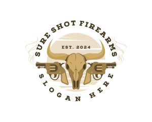 Handgun - Bull Skull Revolver logo design