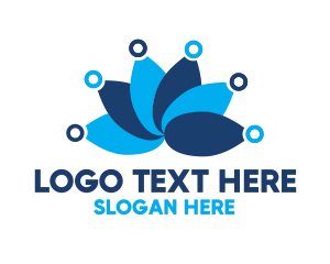 Technology - Blue Flower Lotus logo design