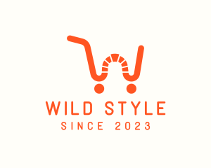 Shopping Cart Letter W logo design