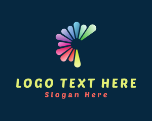 Yellow Flower - Color Rainbow Petals logo design