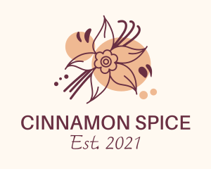 Cinnamon - Cinnamon Flower Spice logo design