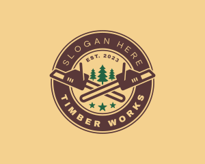 Chainsaw Tree Woodwork logo design