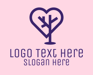Dating Website - Romantic Heart Tree logo design
