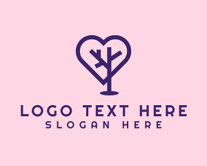 Online Dating - Romantic Heart Tree logo design