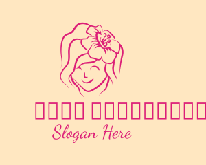 Pink Hair - Feminine Sunflower Girl logo design