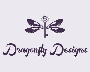 Luxe Dragonfly Key logo design