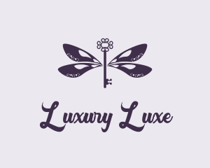 Luxe Dragonfly Key logo design