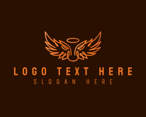Heaven - Angel Wing Halo logo design