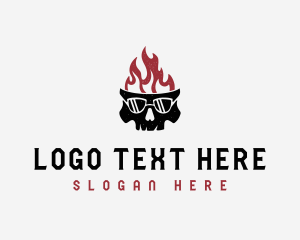 Fire - Flaming Skull Streetwear logo design