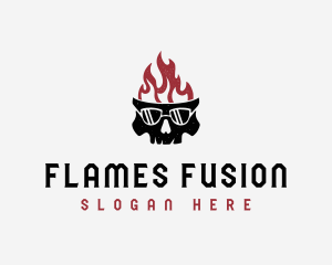 Flaming Skull Streetwear logo design