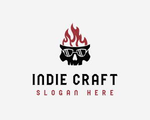 Indie - Flaming Skull Streetwear logo design