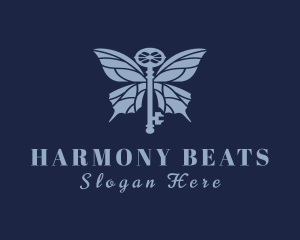 Insect - Blue Key Butterfly logo design