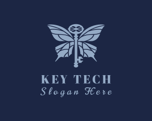 Blue Key Butterfly logo design