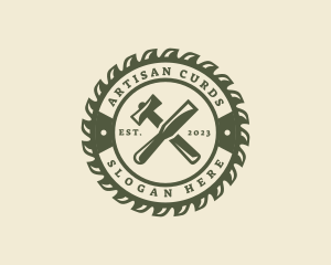 Mallet Chisel Wood Sculptor logo design