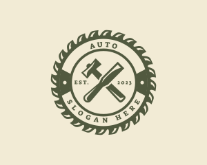 Sawmill - Mallet Chisel Wood Sculptor logo design