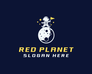 Moon Space Astronaut logo design