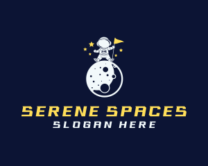 Moon Space Astronaut logo design