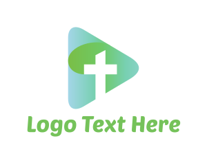 Play Button - Cross Religion Media logo design