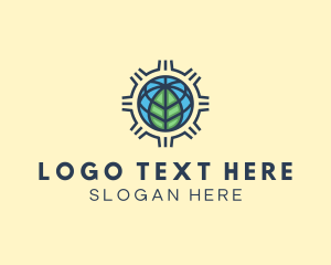 Global - Sustainable Earth Leaf Gear logo design