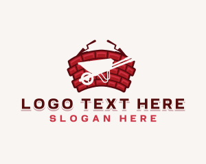 Brick Wheelbarrow Construction Logo