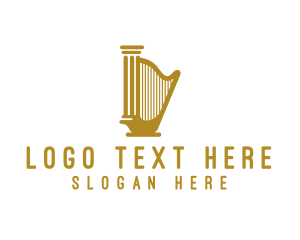 Harp - Elegant Harp Lyre Pillar logo design