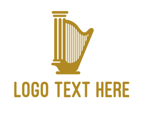 Harp - Golden Harp Pillar logo design