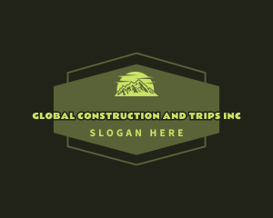 Highland - Green Hexagon Mountain logo design