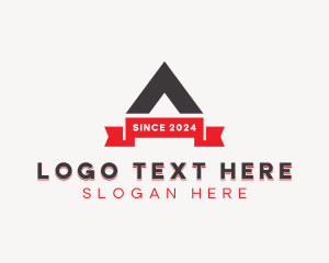 Roofing - Geometric banner Letter A logo design