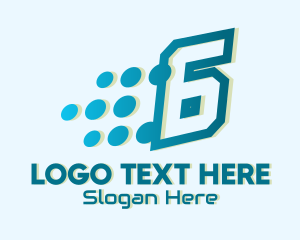 Online - Modern Tech Number 6 logo design