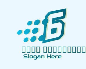 Online - Modern Tech Number 6 logo design