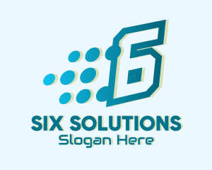 Six - Modern Tech Number 6 logo design