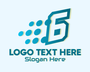 Six - Modern Tech Number 6 logo design