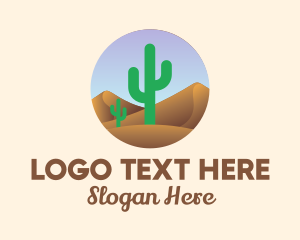 Hiking - Cactus Desert Sand Dunes logo design