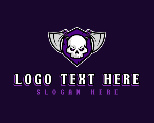 Skull Axe Shield logo design