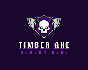 Skull Axe Shield logo design