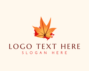 Map - Maple Canada Leaf logo design