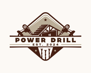 Drill Construction Carpentry logo design