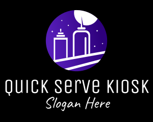 Kiosk - Night Cityscape Condiments Outline logo design