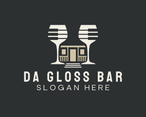 Piano Music Bar Glass logo design