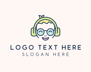 Kids - Happy Boy Headphones logo design