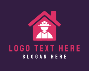 Worker - House Construction Contractor logo design