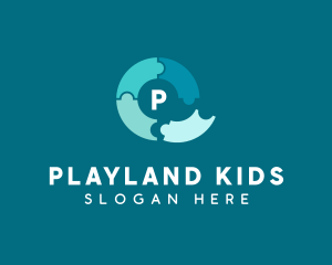 Jigsaw Puzzle Daycare Learning logo design