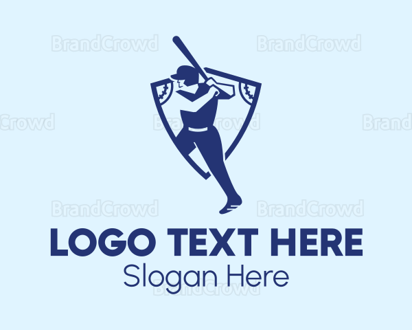 Baseball Player Team Crest Logo