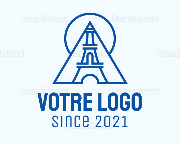 Blue Eiffel Outline Logo