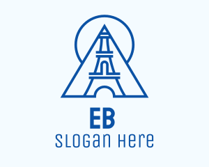 Blue Eiffel Outline  Logo