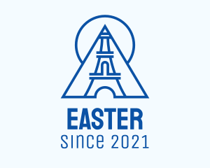 Culture - Blue Eiffel Outline logo design