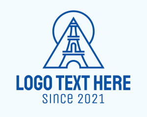 Tourist Spot - Blue Eiffel Outline logo design